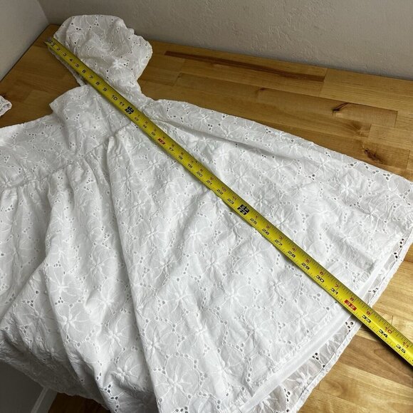 Lulus Mini Fit to Frolic White Eyelet Lace Puff Sleeve Babydoll Dress Size Med - Picture 11 of 11